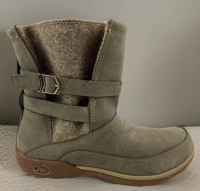 Botín Chaco Invierno Talla 9 Marrón Tostado Cuero Nobuck Cálido Forrado de Lana. Arch Hopi Foto 1 de 4