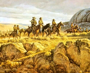 Frank McCarthy IN FROM THE ROUNDUP Western Frontier Kunst Exlibris Druck 18 - Bild 1 von 3