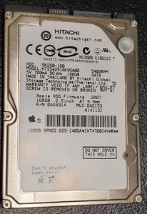Hitachi 160GB HTS542516K9SA00 5K250-160 2.5" SATA 5400 RPM Hard Drive Apple Logo - Picture 1 of 3