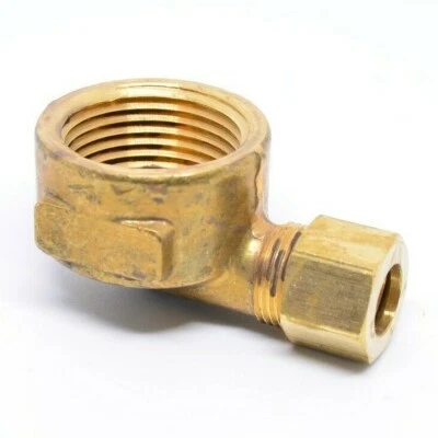 3/8 Tube OD Compression to 3/4 Female Npt 90 Elbow Fitting Adapter HVAC Air - Image 1 of 4