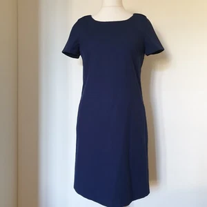 Comptoir des Cotonniers Dress Size 10 Navy Cotton A Line Short Sleeves Lined - Picture 1 of 5