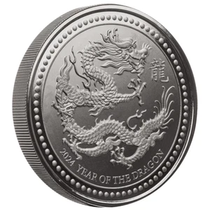 5 Tala Lunar - Año del Dragón Dragón Samoa 2 oz plata negro rodio 2024 - Imagen 1 de 3