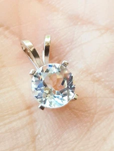 1.00ct Natural White Topaz Solid 14K White Gold Pendant Necklace Healing Promise - Picture 1 of 10