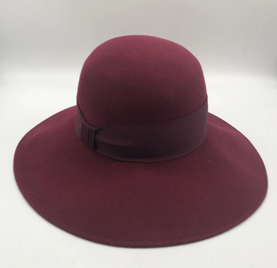 Sombrero floppy de fieltro borgoña Patricia Underwood con banda de sombrero de grosgrain  Foto 1 de 3
