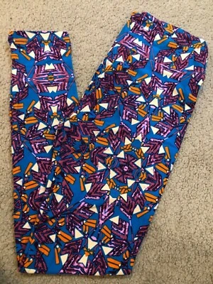 OS LuLaRoe Leggings Rayas Triángulo Azteca Geométrico Pastel Púrpura Naranja #81 Foto 1 de 2
