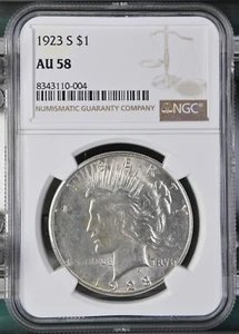 1923-S Peace Dollar NGC Certified AU58 - Picture 1 of 2