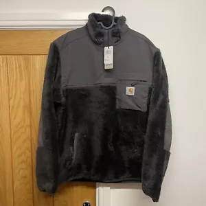 CARHARTT WIP Jackson Half Snap Sweat Mens Fleece Vulcan Black Medium M RRP £160 - Picture 1 of 5