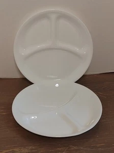 2 Corelle Divided Dinner Plate Microwave Glass White Winter Frost Corning 10.5" - Picture 1 of 7
