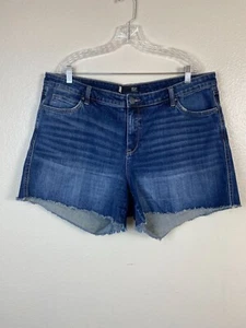 Kut From The Kloth Gidget Fray Blue Denim Jean Shorts Women Plus size 18 W - Picture 1 of 18