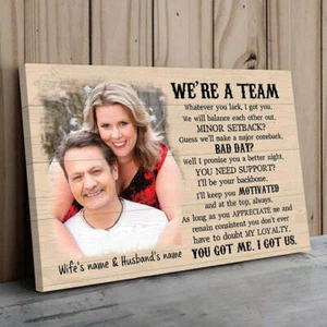 Custom Picture We're A Team Funny Couple Wall Art, Husband and Wife Wedding Anni - Picture 1 of 3