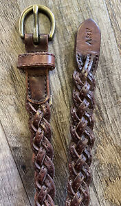 Abercrombie & Fitch Belt Mens 36” Brown Braided Leather Single Prong Buckle