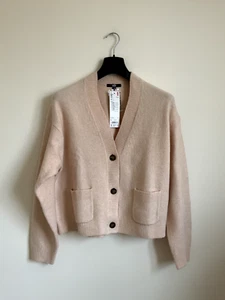 UNIQLO Soufflé Yarn V Neck Short Cardigan - Pink - Size L Large NWT - Picture 1 of 4