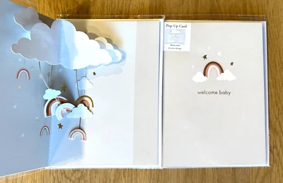 Tarjeta emergente Welcome Baby 3D ROSA RAINBOW STARS NUBE fuente de papel NUEVA NUEVA CON ETIQUETAS SELLADA Foto 1 de 4