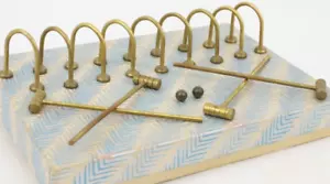 Vintage 15 Stck. Mini Tischplatte Massiv Messing Krocket Set Miniatur Indoor Spielzeug Set - Bild 1 von 6