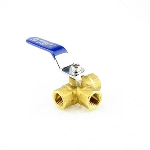 1/4'' Brass 3 Way Ball Valve Full L-Port FemaleThread for Water, Oil, Gas New - Picture 1 of 8