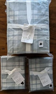POTTERY BARN Briar Plaid Baumwolle Leinen Bettbezug-Full/Queen + 2 Std Shams-Neu mit Etikett - Bild 1 von 4