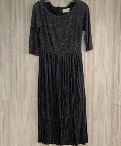 Saturday Sunday Anthropologie Midi Dress Sz S Black Ribbed Black Boho Romantic - Picture 1 of 12