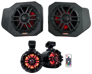 Pair Memphis RNGR65FE Speakers+Pods+LED Tower Speakers For 2018+ Polaris Ranger - Picture 1 of 12