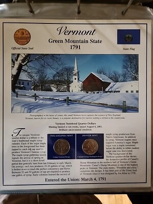 Vermont Postal Commemorative Society Statehood Quarters Stamp Collection Sheet - Image 1 of 4