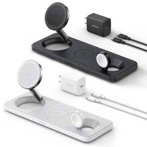 Anker Station de Charge Sans Fil 3 en 1 15W Certifiée Qi2 Chargeur Pliable Pad - Photo 1 sur 13