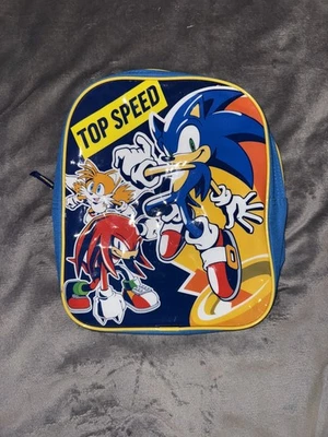 Mochila escolar Sonic the Hedgehog para niños azul amarillo colas de velocidad superior nudillos Foto 1 de 4