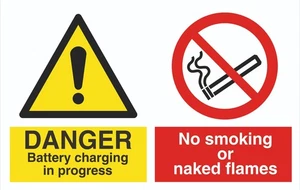 Danger Multi-Sign - Battery Charging In Progress - 1.2mm Rigid PVC - A5 A4 - Picture 1 of 2
