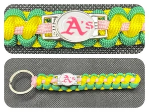 Oakland Athletics (Pink) Inspired Paracord/Survival Keychain - Picture 1 of 1