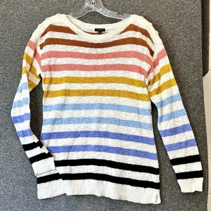 Talbots gestreifter Regenbogen bunter Pullover Sweater leicht Damen Petite Med - Bild 1 von 12