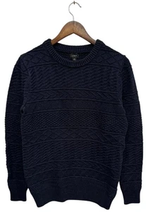 J Crew Fisherman Sweater Guernsey Stitch Mens Small Navy Blue Oarsman Chunk Knit - Picture 1 of 8