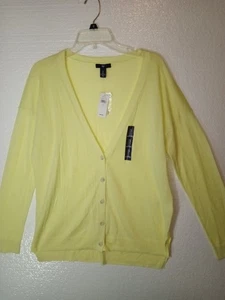 Cárdigan con botones Gap para damas talla grande abertura lateral suave citrón - Imagen 1 de 6