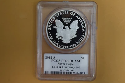 2012-S $1 Silver Eagle Proof PCGS PR70 John Mercanti FS Coin/Currency - Cracked - Image 1 of 4