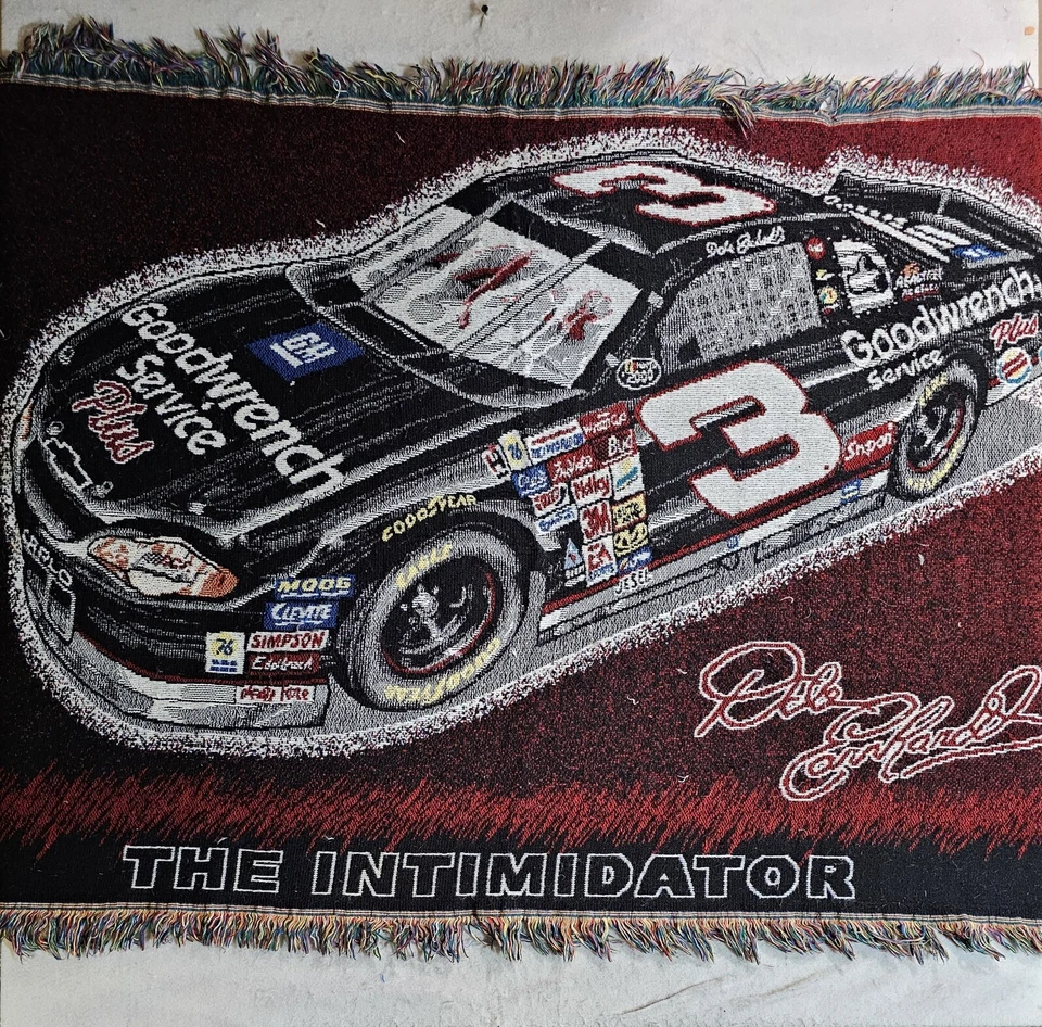 Manta de tapiz tejida vintage Dale Earnhardt #3 NASCAR The Intimidator Foto 1 de 4
