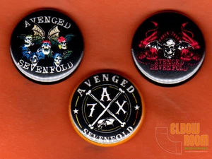 Set of three 1" Avenged Sevenfold pins buttons rock band group - Picture 1 of 2