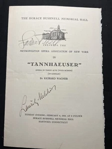 1938 Tannhaeuser Opera Signed Autographed Lauritz Melchior Lawrence Tibbett - Picture 1 of 8