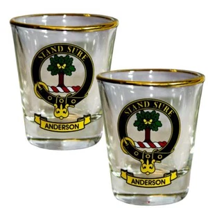 Juego de 2 totes de whisky Shot Glass Anderson Clan Crest hechas en Escocia - Imagen 1 de 3