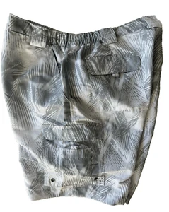 Mens Large L Reel Legends gray white palm leaf cargo shorts moisture wicking - Picture 1 of 5