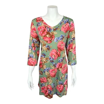 Isaac Mizrahi женщин миниатюрный напечатано Пима v-образным вырезом качели платье Sage цветочный PL размер - Изображение 1 из 2