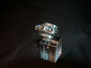 Ring Gr. 62, Silber 925 mit 4 Labradorit  Cabochons aus Madagaskar - Bild 1 von 3