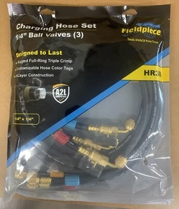 FIELDPIECE 1/4" BALL VALVE 60" CHARGING HOSE SET HR3B - Picture 1 of 4