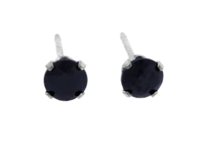 5 MM Black Round CZ Stud Earrings 925 Sterling Silver Push Back 1.00 Carat  - Picture 1 of 3