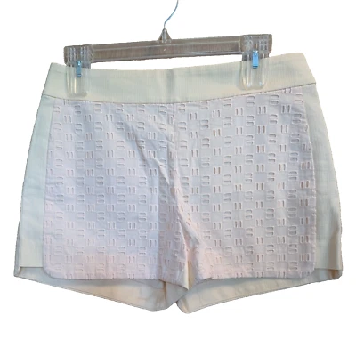 NUEVO CON ETIQUETAS J.Crew Mujer Talla 4 Crema Ojales Cesta Tejido Lateral Cremallera Pantalones Cortos Forrados Foto 1 de 4