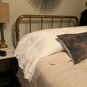 Organic Linen ruffled Pillowcase on one side frill Pillow Sham slip cover bed - Picture 1 of 9