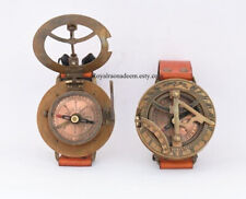 Wrist Watch handmade Leather Stylish Gift Solid Brass Compass Engraved Designer