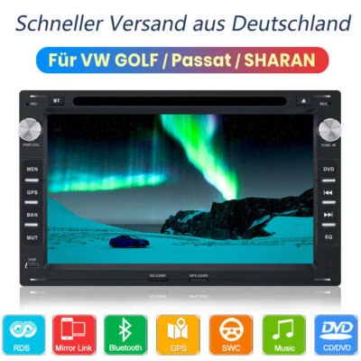 Doppel Din Autoradio Bluetooth GPS CD DVD DAB für Golf Polo Jetta Passat Superb - Bild 1 von 4