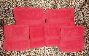 SUPERIOR EGYPTIAN COTTON VERY RED & THICK (6P) BATH & HAND TOWEL & WASH SET