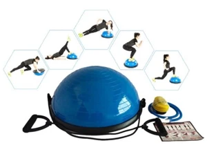 23" Half Balance Ball Yoga Exercise Pilates Core Strength Workout w/Resistance  - Picture 1 of 2