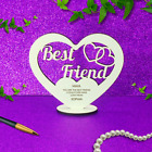 Personalised Best Friend Engraved Wooden Heart Stand Plaque Sign Friendship Gift