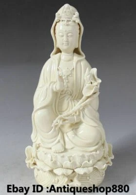 Estatua de la Diosa Boddhisattva Lotus Kwan-yin Guan Yin Porcelana China Dehua 28 CM Foto 1 de 4