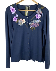 Anthropologie Aratta Silent Journey taglia XS/S maglione cardigan con bottoni blu - Foto 1 di 7