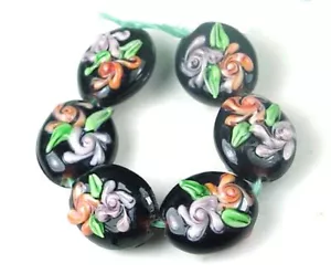 6 cuentas de lámpara hechas a mano onagra flor ovalada 17x14 mm - Imagen 1 de 3